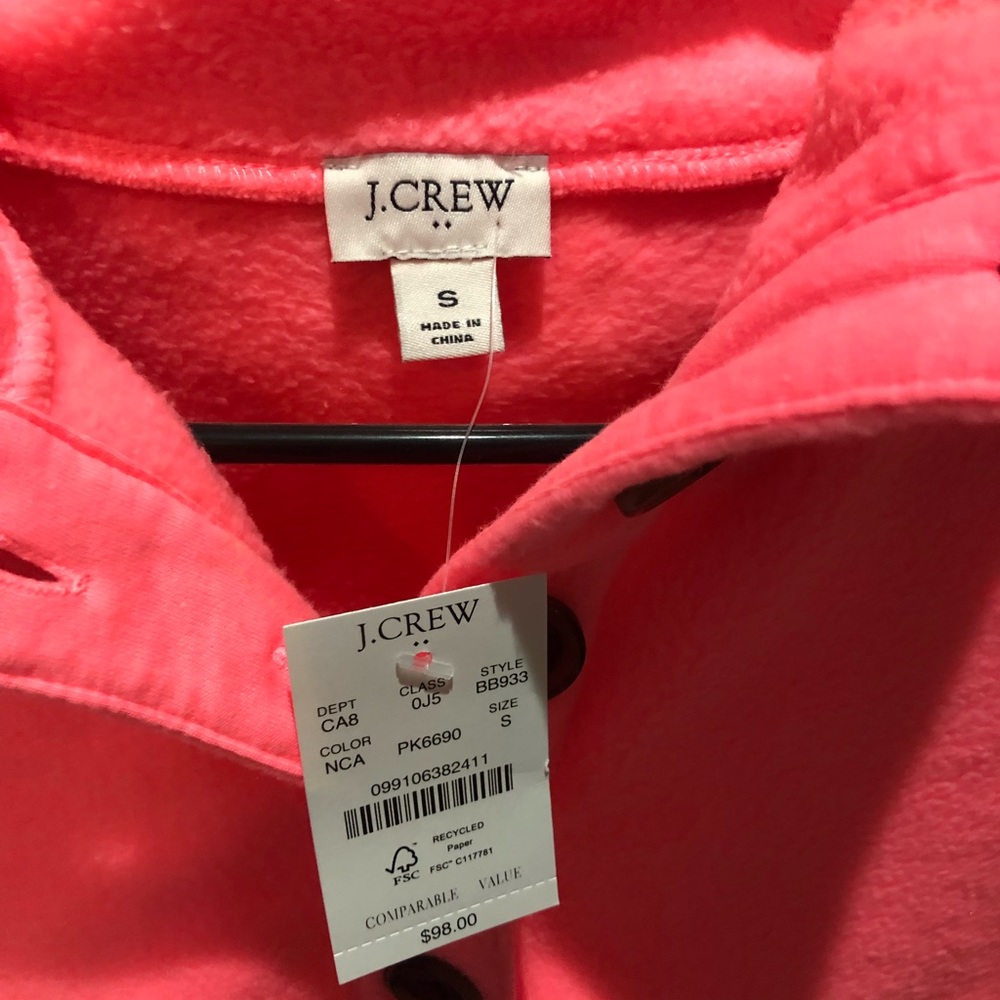 NWT J. Crew Pink Sherpa Sweater, Size Small